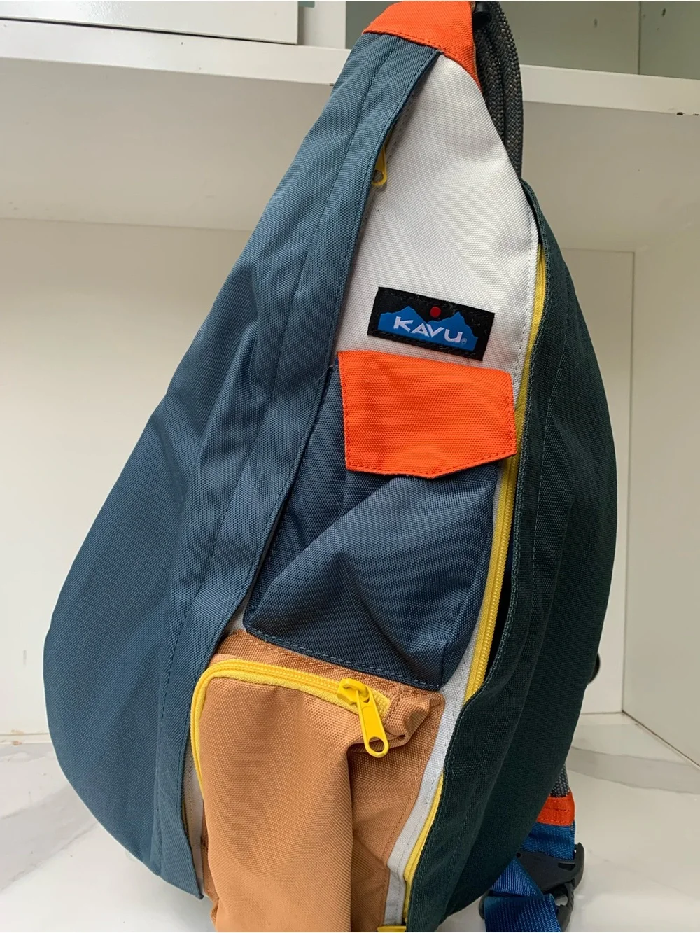 KAVUMulti-Color Rope Sling Bag — Teal, Navy & Orange